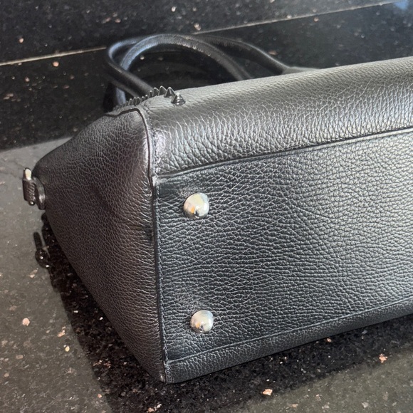 Valentino By Mario Valentino Black Textured Satchel with studs. - Picture 6 of 12